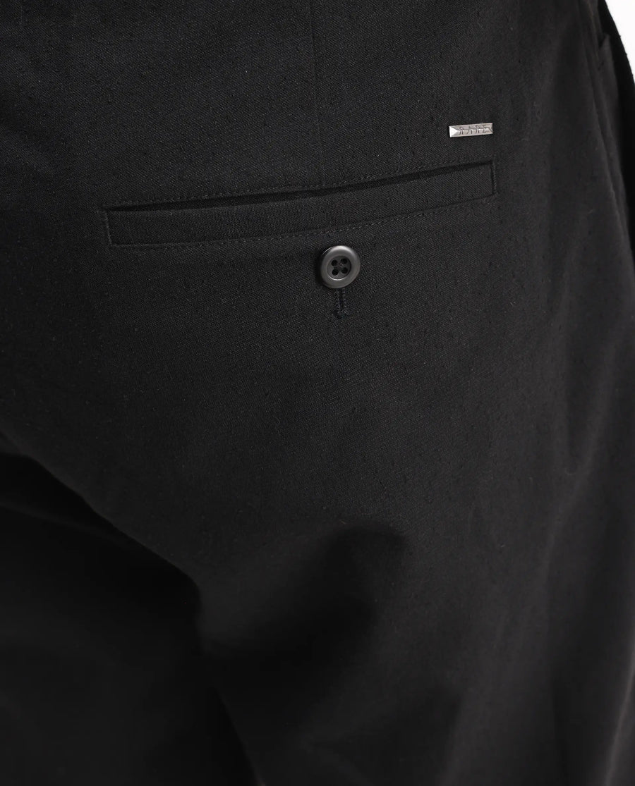Rare Rabbit Men's Kikos-B Black Polyester Plain Regular Fit Trouser