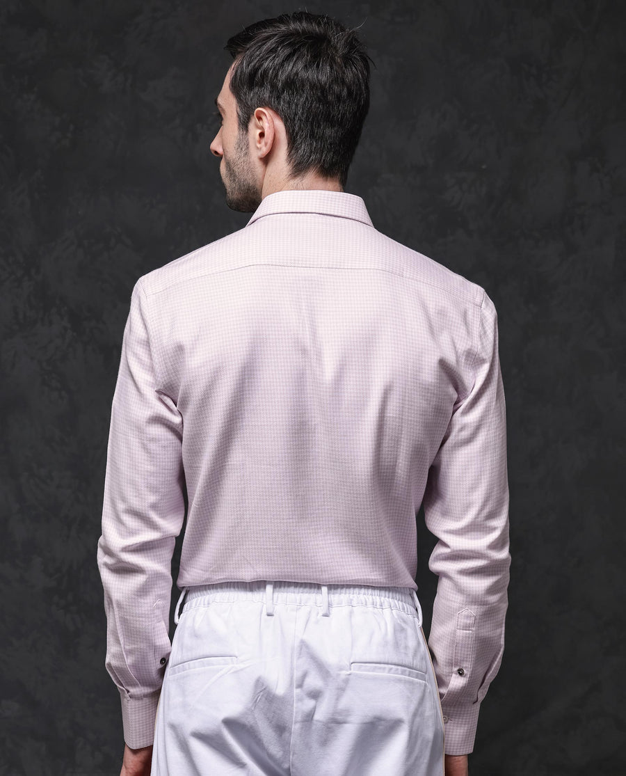 Rare Rabbit Men's Kinate Pastel Pink Cotton Checked Print Regular Fit Full Sleeve Collared Shirt