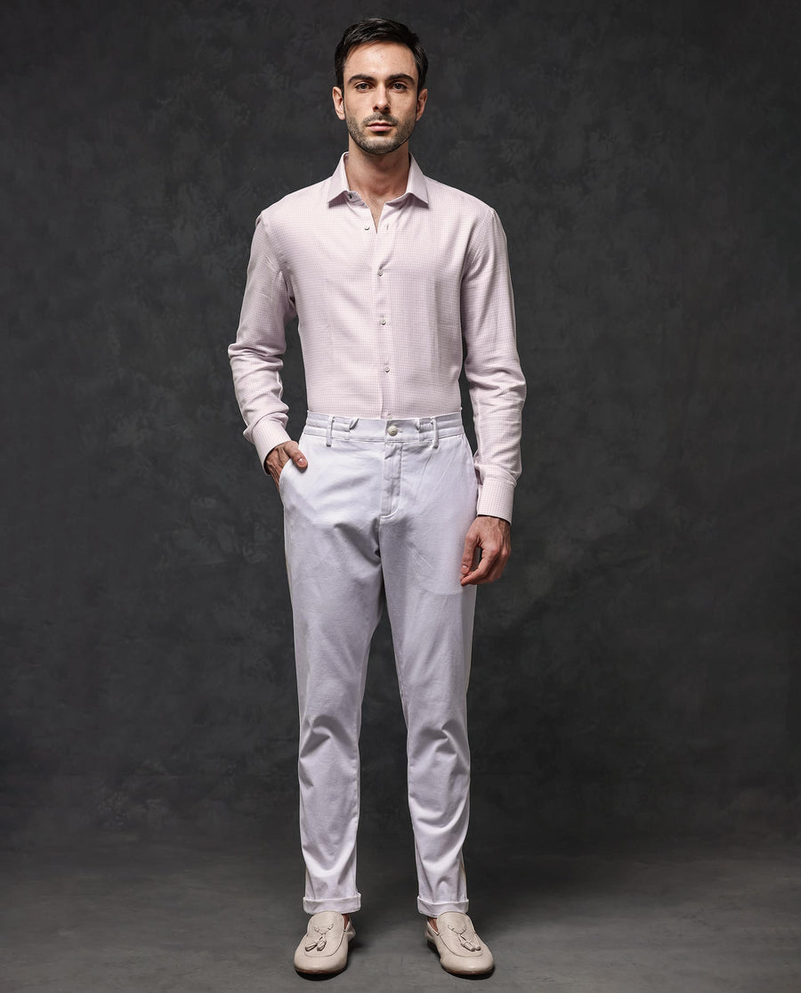 Rare Rabbit Men's Kinate Pastel Pink Cotton Checked Print Regular Fit Full Sleeve Collared Shirt