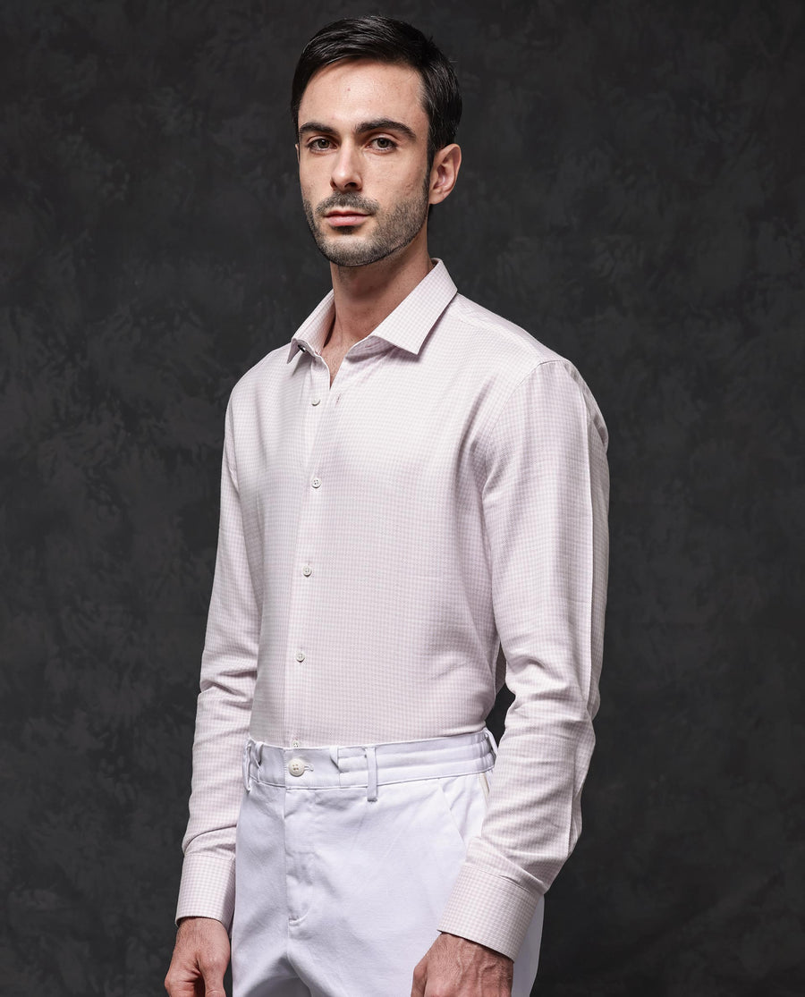 Rare Rabbit Men's Kinate Pastel Pink Cotton Checked Print Regular Fit Full Sleeve Collared Shirt