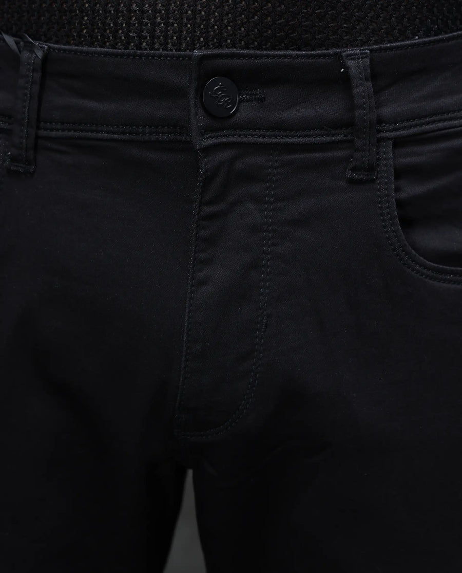 Rare Rabbit Men's Guild Casual Kleber Black Cotton Blend Plain Hawk Slim Fit Jeans