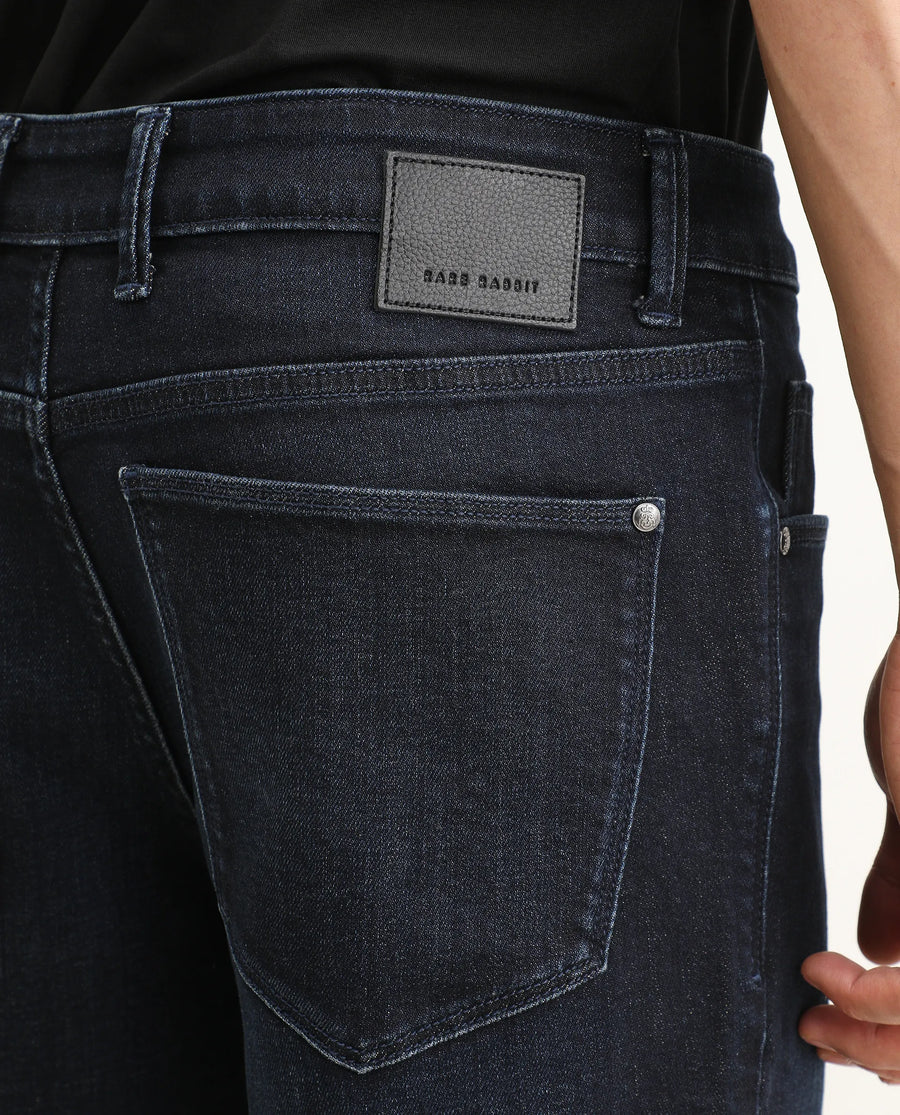 Rare Rabbit Men's Kliq Dark Navy Cotton Blend Fabric Morris Regular Fit Plain Jeans
