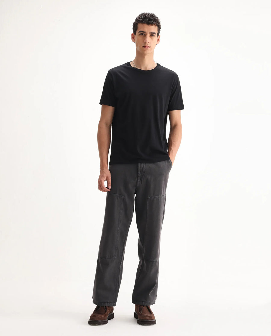 Rare Rabbit Men's Klop Dark Grey Cotton Plain Carpenter Fit Jeans