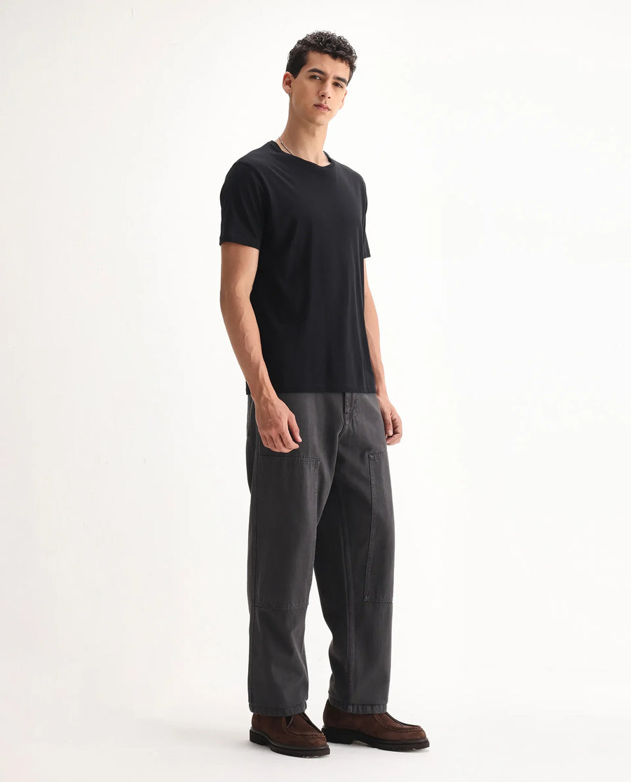 Rare Rabbit Men's Klop Dark Grey Cotton Plain Carpenter Fit Jeans