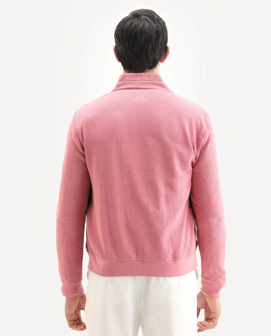Rare Rabbit Men's Kneto Pink Nylon Plain Regular Fit Full Sleeve High Neck Jacket