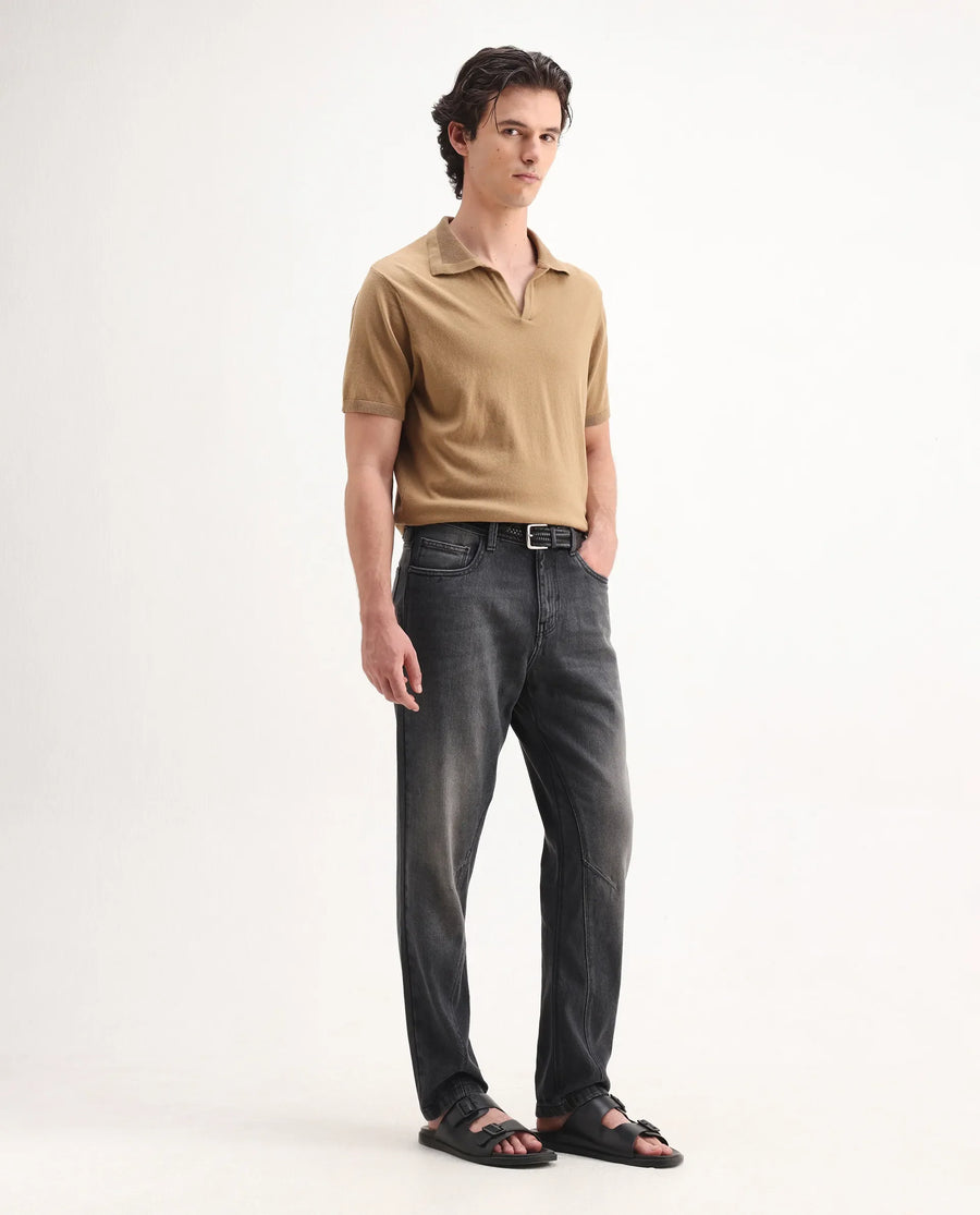 Rare Rabbit Men's Kobet Grey Cotton Plain Morris Regular Fit Jeans