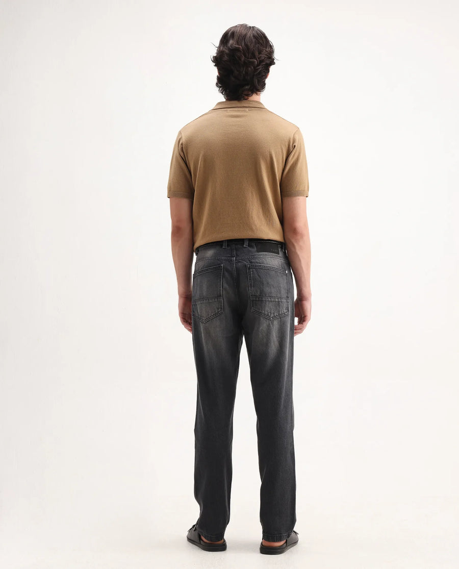 Rare Rabbit Men's Kobet Grey Cotton Plain Morris Regular Fit Jeans