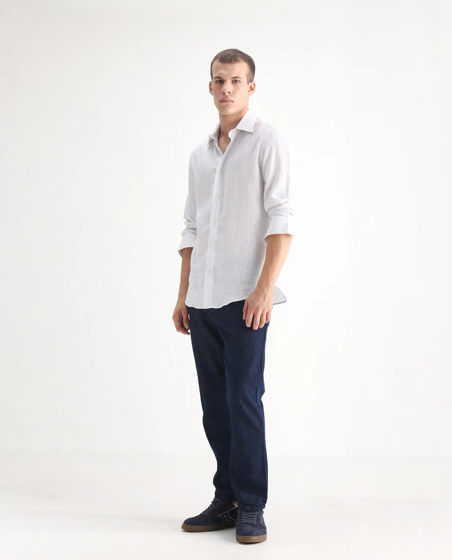 Rare Rabbit Men's Kobetor Dark Blue Cotton Plain Morris Regular Fit Jeans