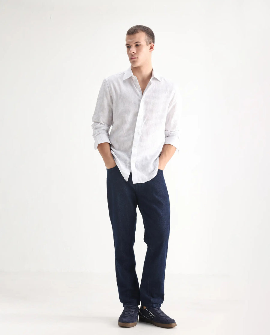 Rare Rabbit Men's Kobetor Dark Blue Cotton Plain Morris Regular Fit Jeans