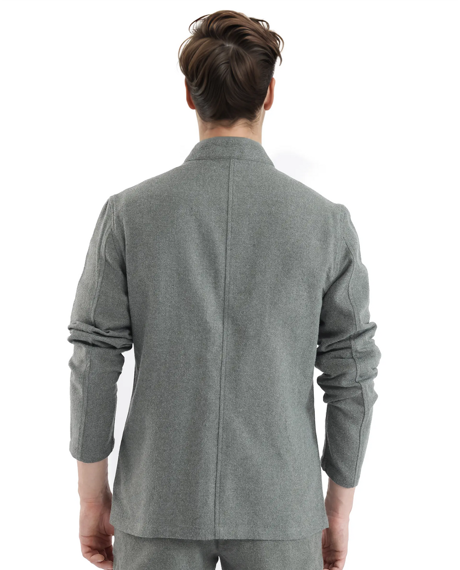Rare Rabbit Men's Kolo Dark Green Polyester Blend Plain Regular Fit Full Sleeve Mandarin Collar Shacket