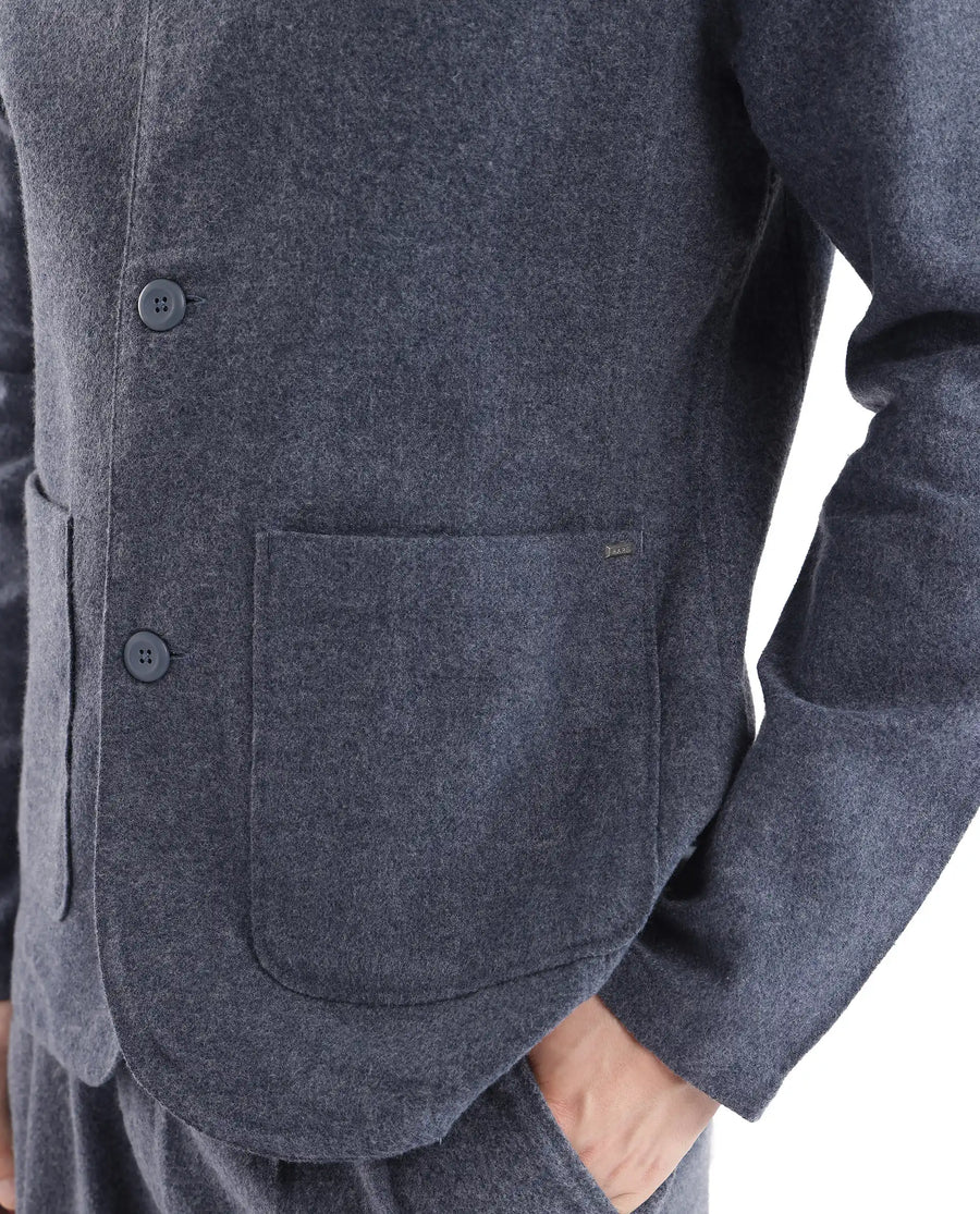 Rare Rabbit Men's Kolo Navy Polyester Blend Plain Regular Fit Full Sleeve Mandarin Collar Shacket