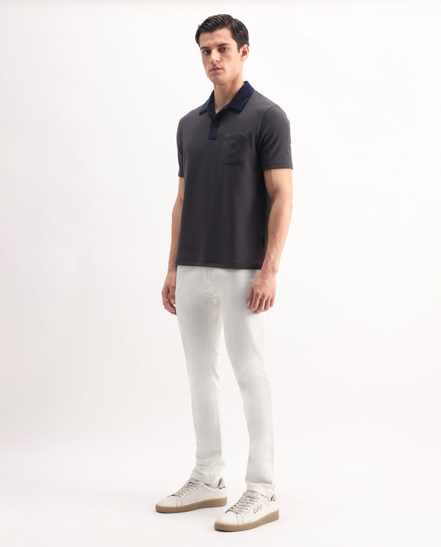 Rare Rabbit Men's Korv-25 Off White Cotton Blend Plain Hawk Slim Fit Jeans