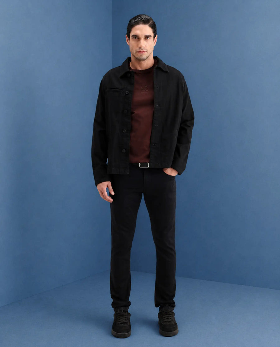 Rare Rabbit Men's Korv 26 Black Cotton Blend Fabric Hawk Slim Fit Plain Jeans