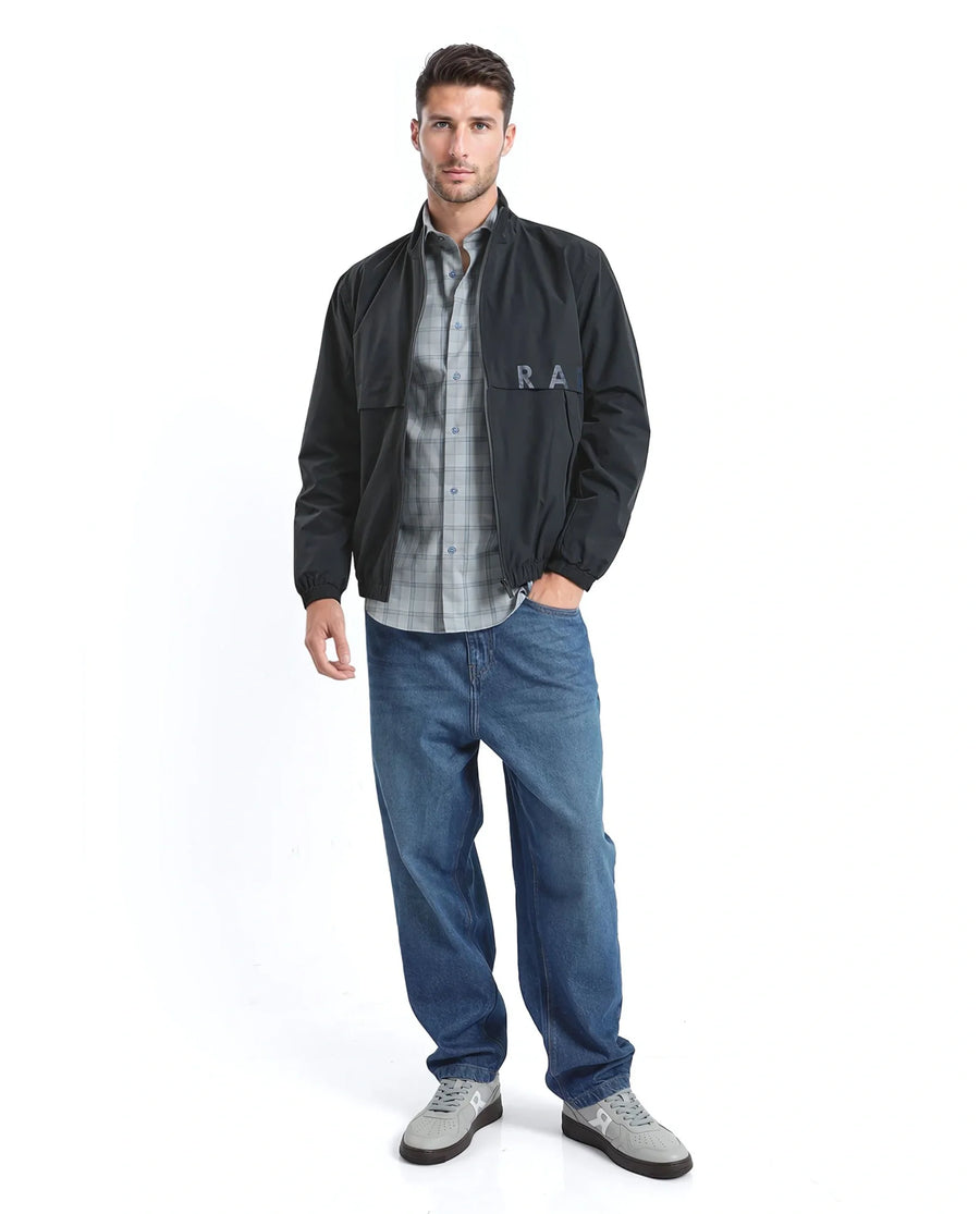 Rare Rabbit Men's Koten Grey Cotton Checked Print Regular Fit Full Sleeve Collared Shirt