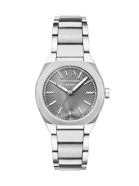 Armani Exchange Women Dial & Stainless Steel Bracelet Style Straps Analogue Date Aperture Watch AX6030