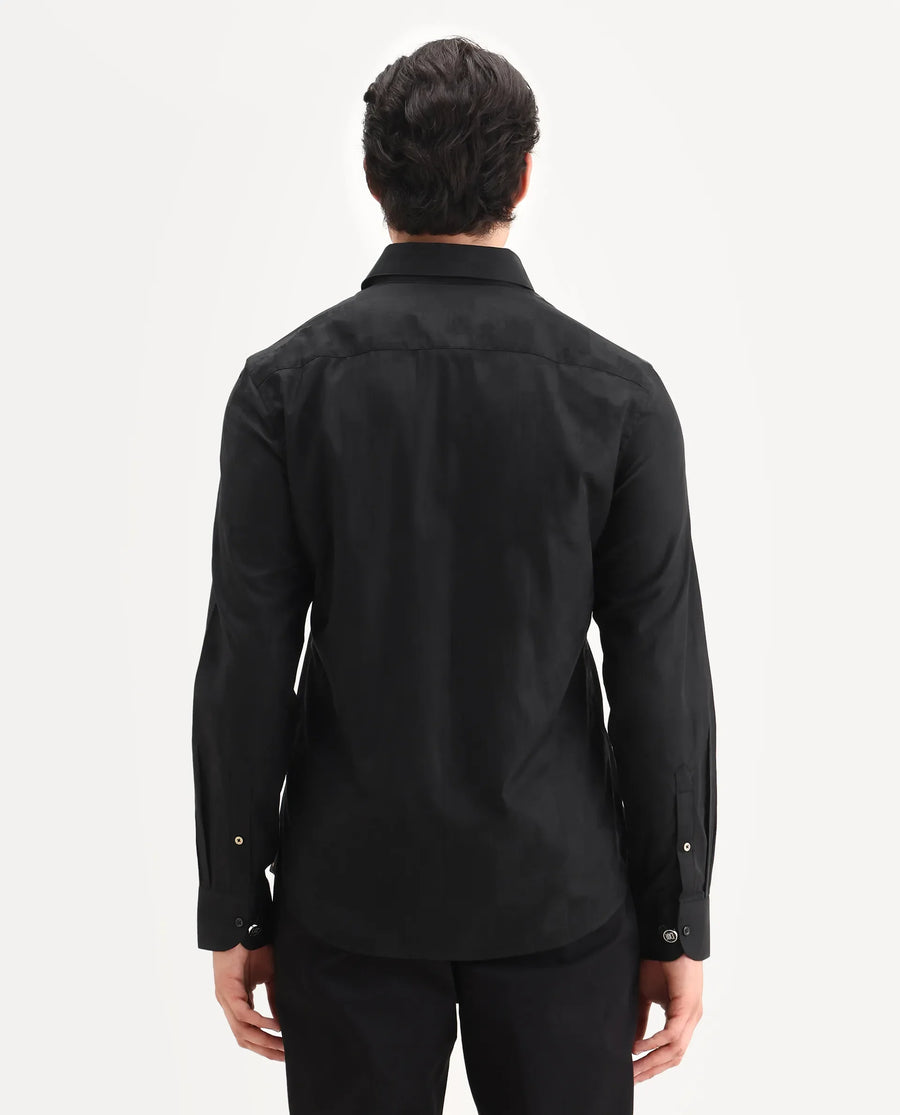 Rare Rabbit Men's Kufi Black Cotton Fabric Collared Neck Regular Fit Checks Shirt
