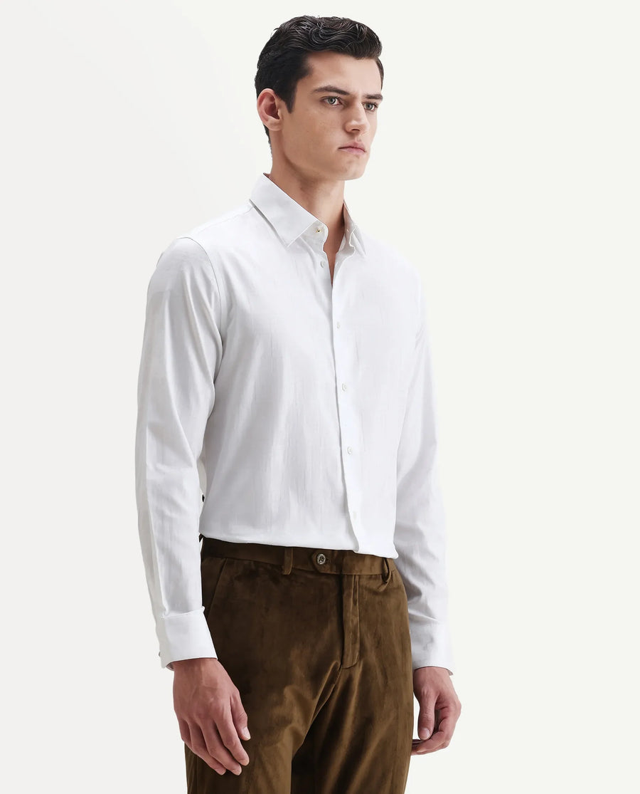 Rare Rabbit Men's Kufi White Cotton Fabric Collared Neck Regular Fit Checks Shirt
