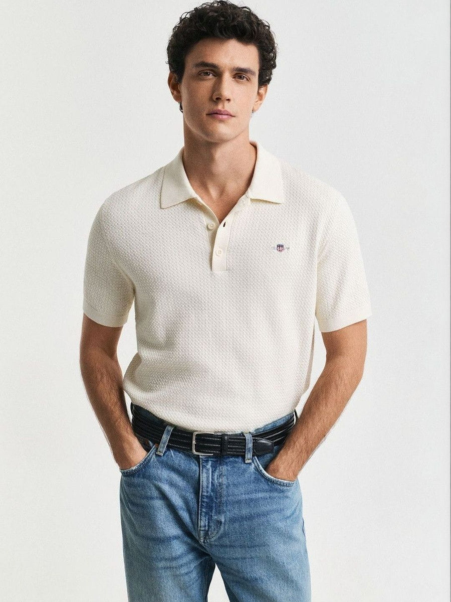 GANT Men Solid Polo Collar Cotton T-shirt