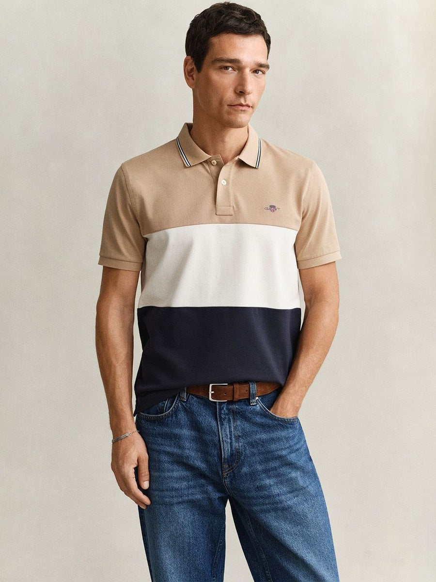 Gant Men Multicolour Colorblock Regular Fit Polo T-Shirt