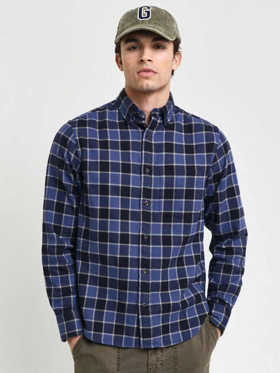 GANT Men Button-Down Collar Checked Cotton Casual Shirt