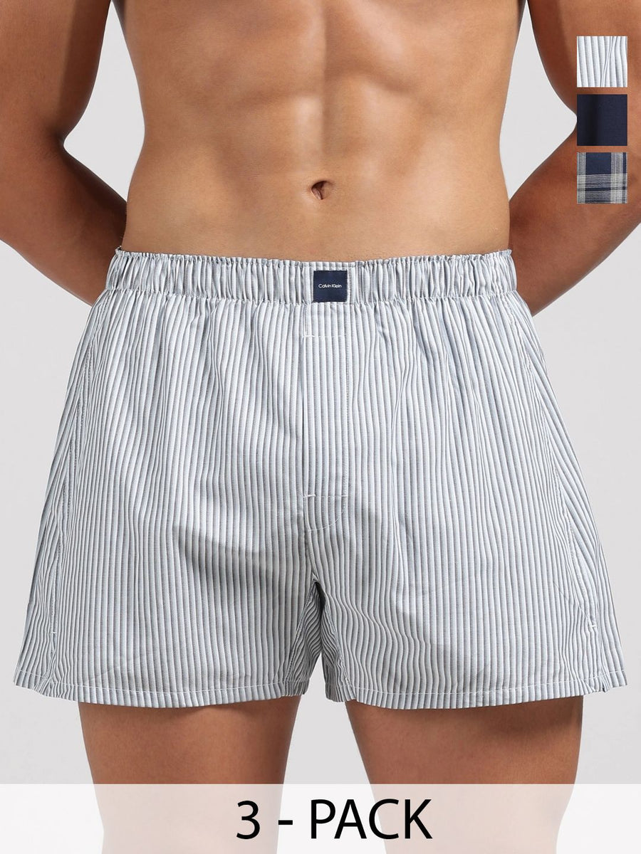 Calvin Klein Underwear Pack Of 3 Checked Mid-Rise Boxers
