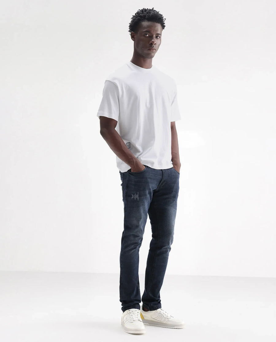 Rare Rabbit Men's Laiden Dusky Green Cotton Plain Hawk Slim Fit Jeans
