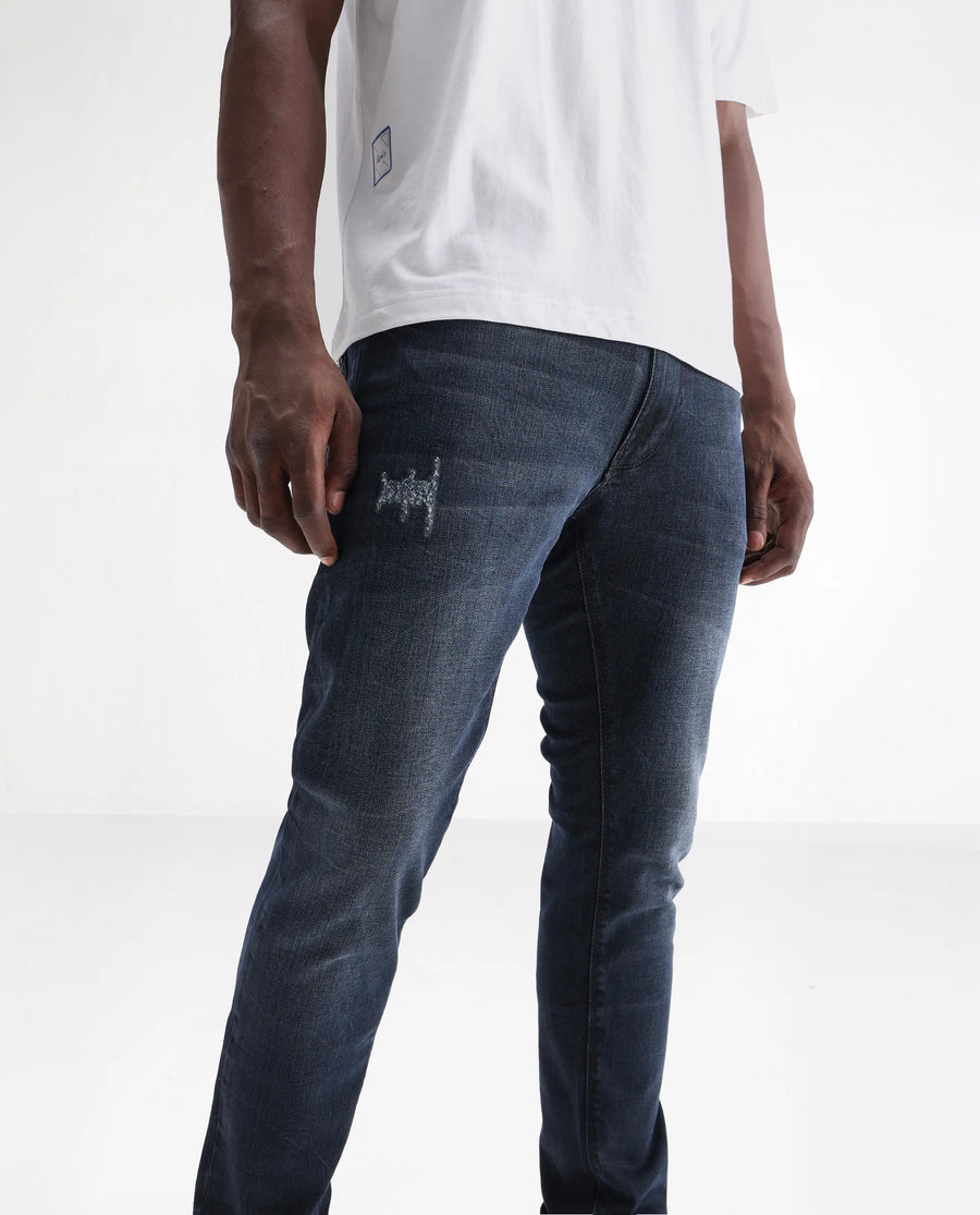 Rare Rabbit Men's Laiden Dusky Green Cotton Plain Hawk Slim Fit Jeans