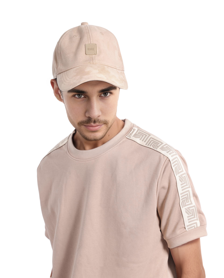 Rare Rabbit Men's Nobo Beige Cotton Monogram Print Oversized Fit Half Sleeve Crew Neck T-Shirt