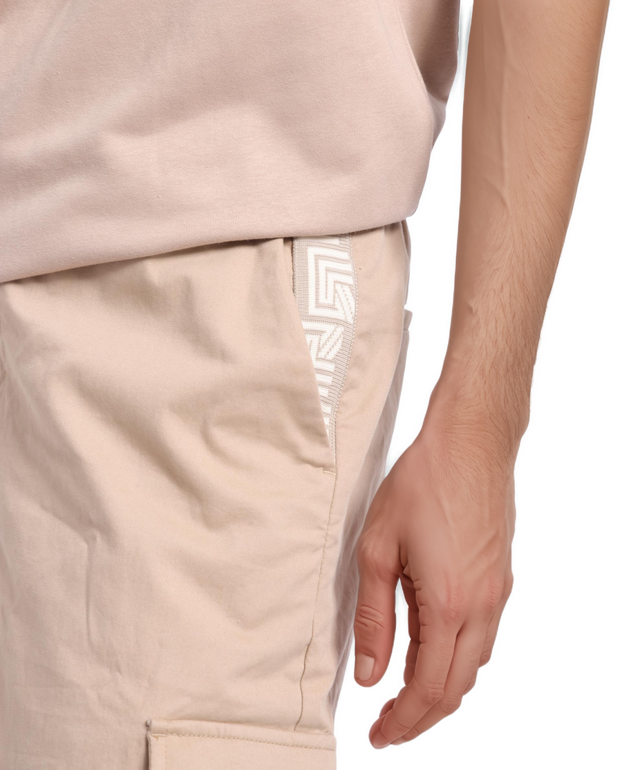 Rare Rabbit Men's Nobo Beige Cotton Monogram Print Oversized Fit Half Sleeve Crew Neck T-Shirt