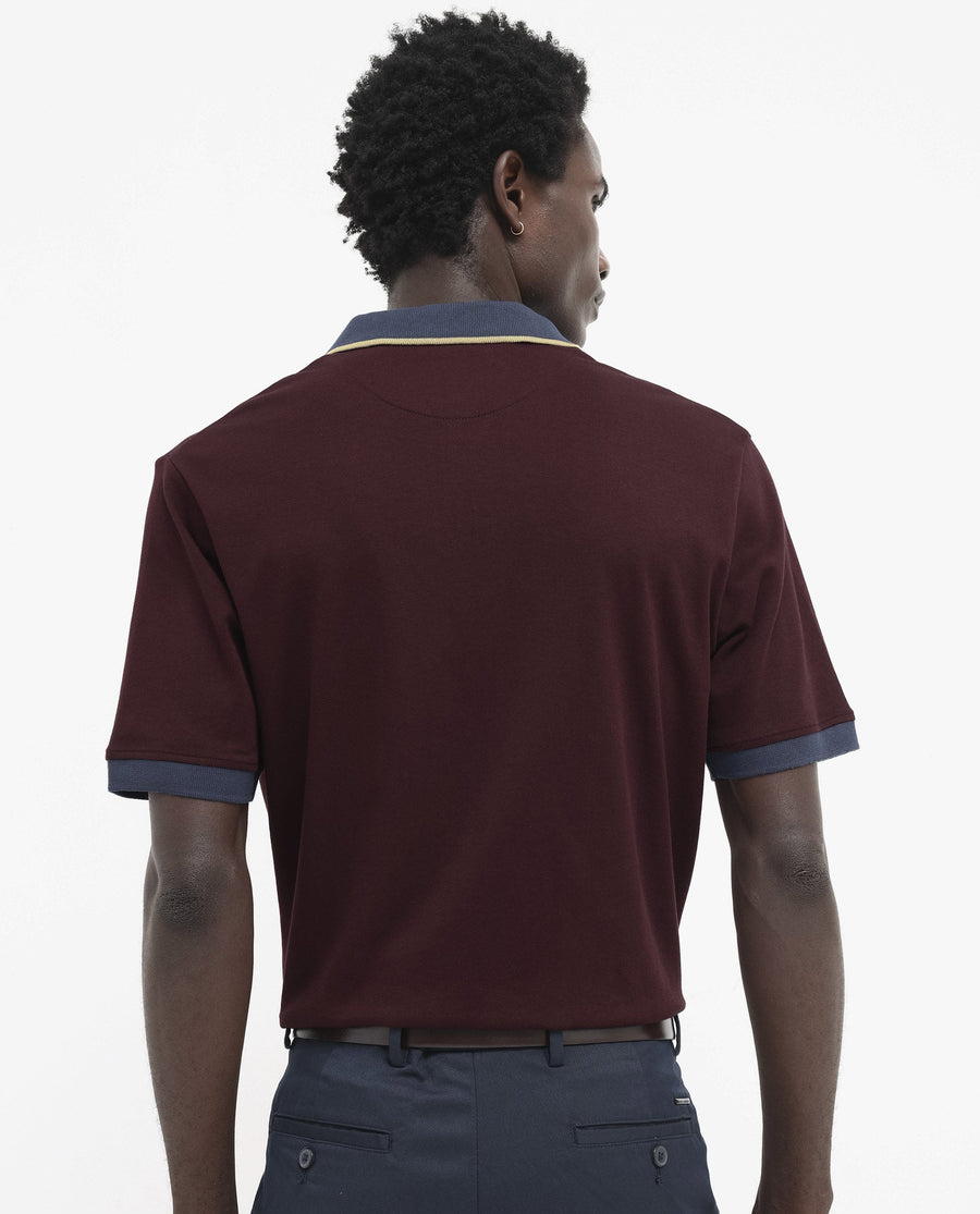 Rare Rabbit Men's Lark Dark Maroon Cotton Plain Regular Fit Half Sleeve Polo