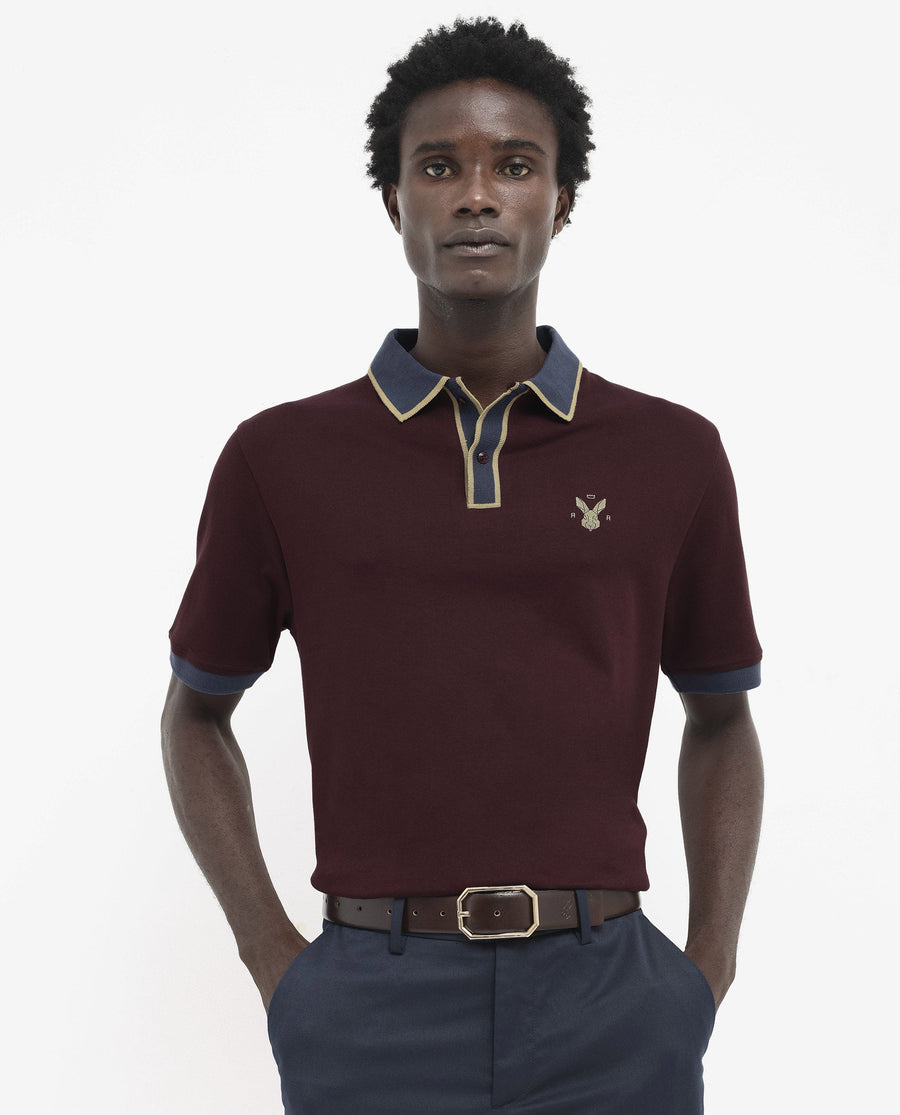 Rare Rabbit Men's Lark Dark Maroon Cotton Plain Regular Fit Half Sleeve Polo