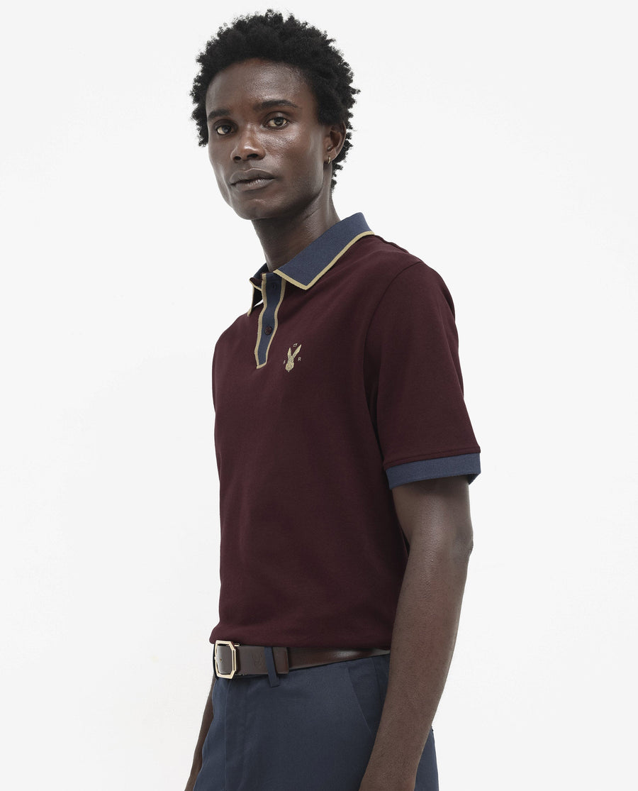 Rare Rabbit Men's Lark Dark Maroon Cotton Plain Regular Fit Half Sleeve Polo