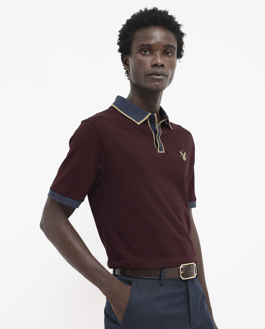 Rare Rabbit Men's Lark Dark Maroon Cotton Plain Regular Fit Half Sleeve Polo