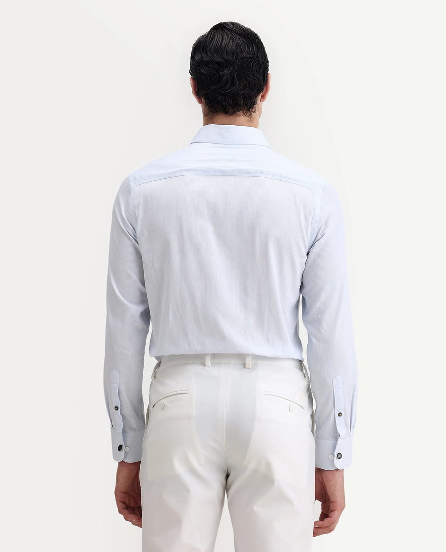Rare Rabbit Men's Latter Light Blue Cotton Plain Regular Fit Full Sleeve Collared Shirt