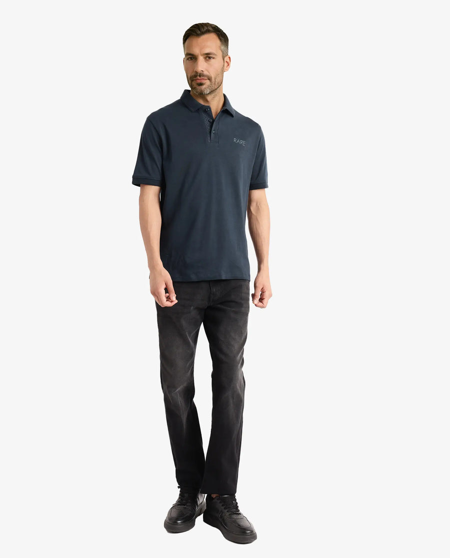 Rare Rabbit Men's Laur Dark Green Cotton Plain Regular Fit Half Sleeve Polo