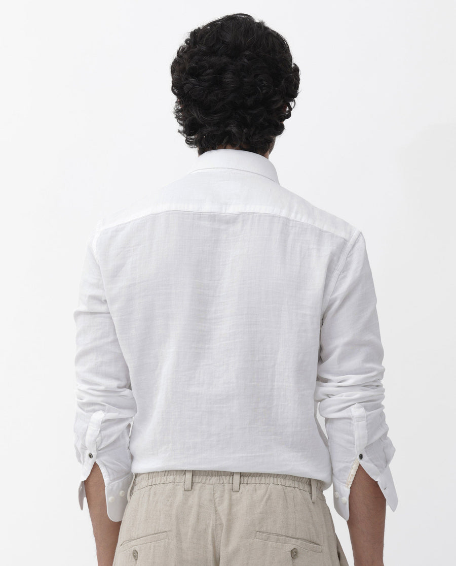 Rare Rabbit Men's Layerr Dusky White Cotton Plain Regular Fit Full Sleeve Collared Shirt