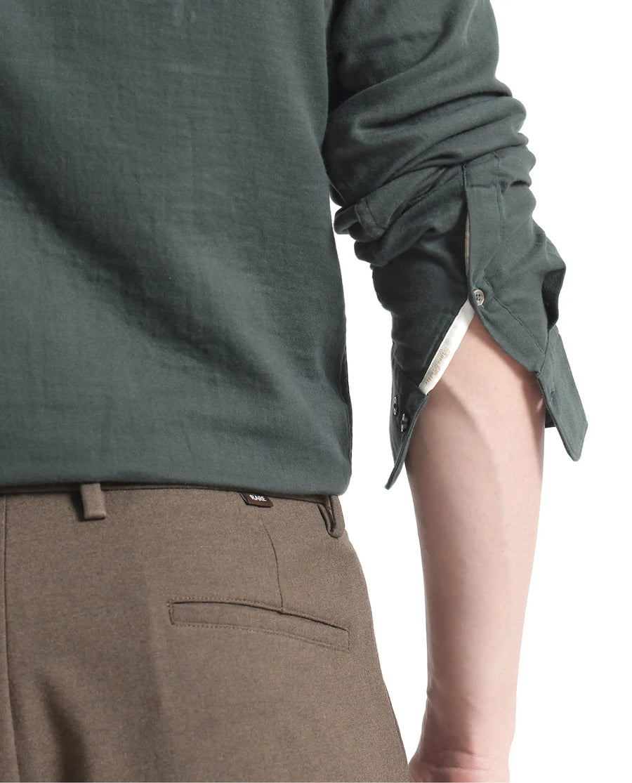 Rare Rabbit Men's Layerr Ls-25 Dark Green Cotton Plain Regular Fit Full Sleeve Collared Shirt