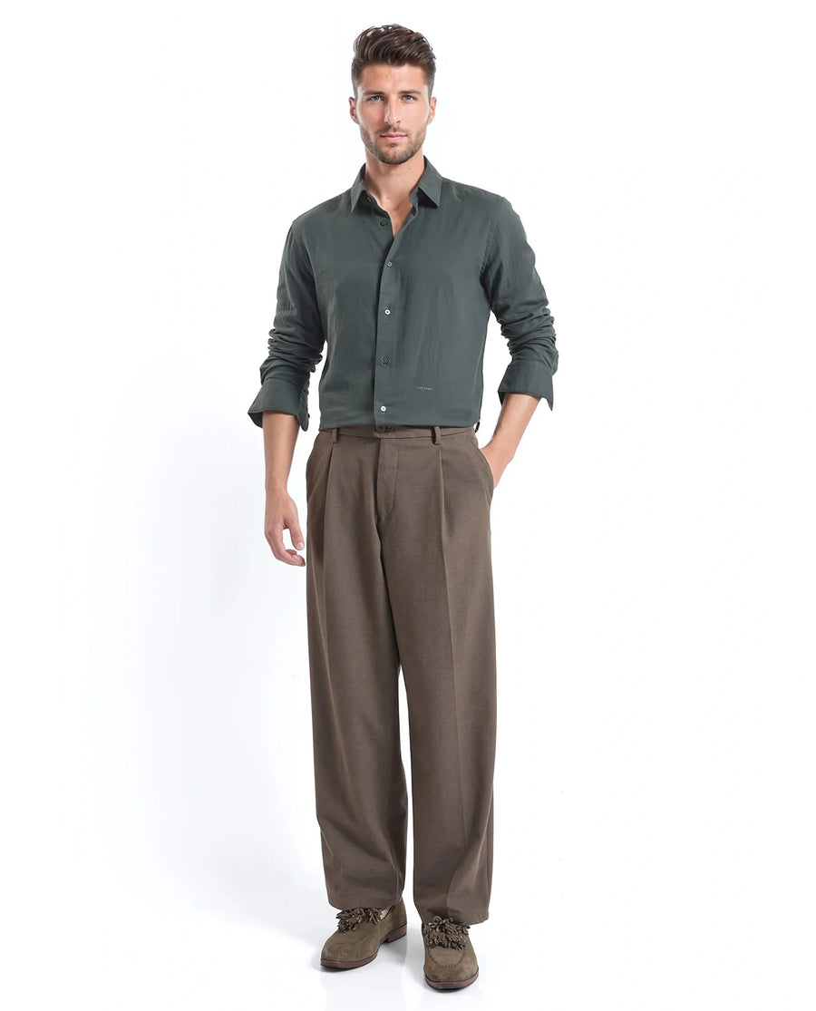 Rare Rabbit Men's Layerr Ls-25 Dark Green Cotton Plain Regular Fit Full Sleeve Collared Shirt