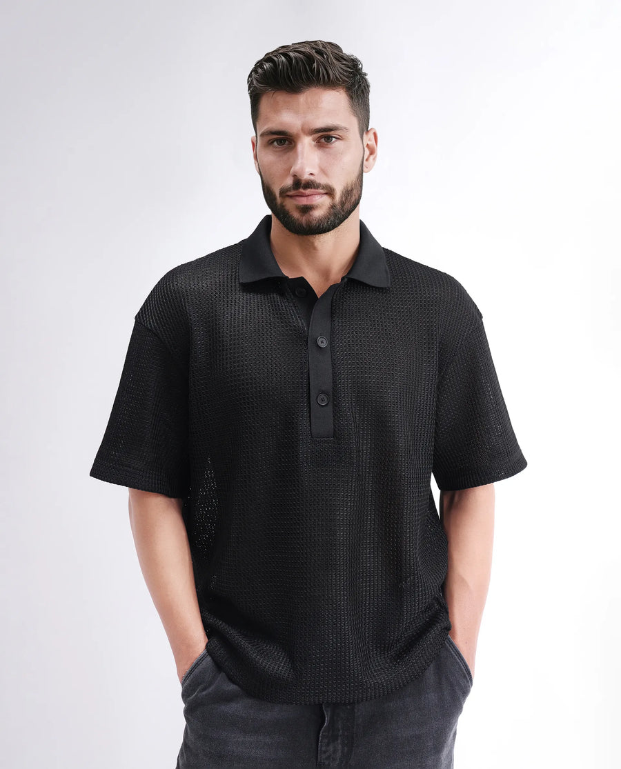 Rare Rabbit Men's Lbiza Black Cotton Plain Regular Fit Full Sleeve Collared Shirt
