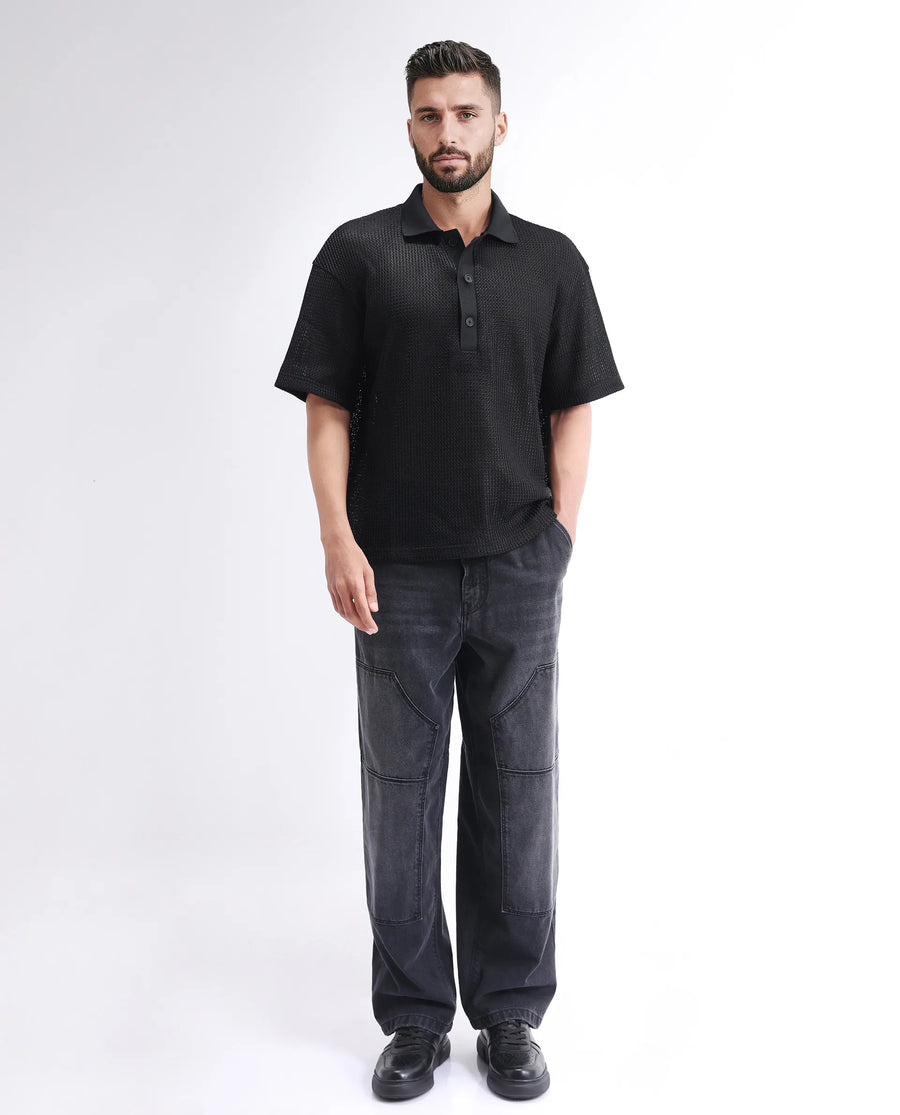 Rare Rabbit Men's Lbiza Black Cotton Plain Regular Fit Full Sleeve Collared Shirt