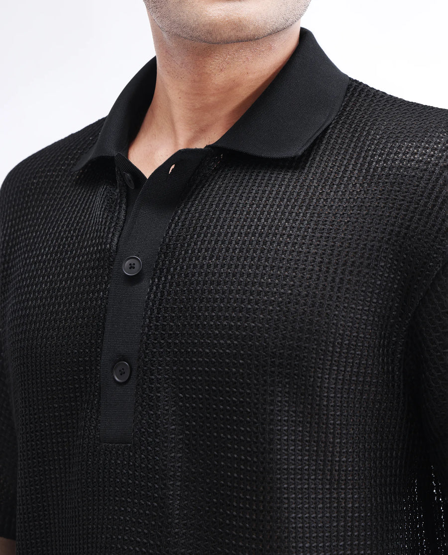 Rare Rabbit Men's Lbiza Black Cotton Plain Regular Fit Full Sleeve Collared Shirt