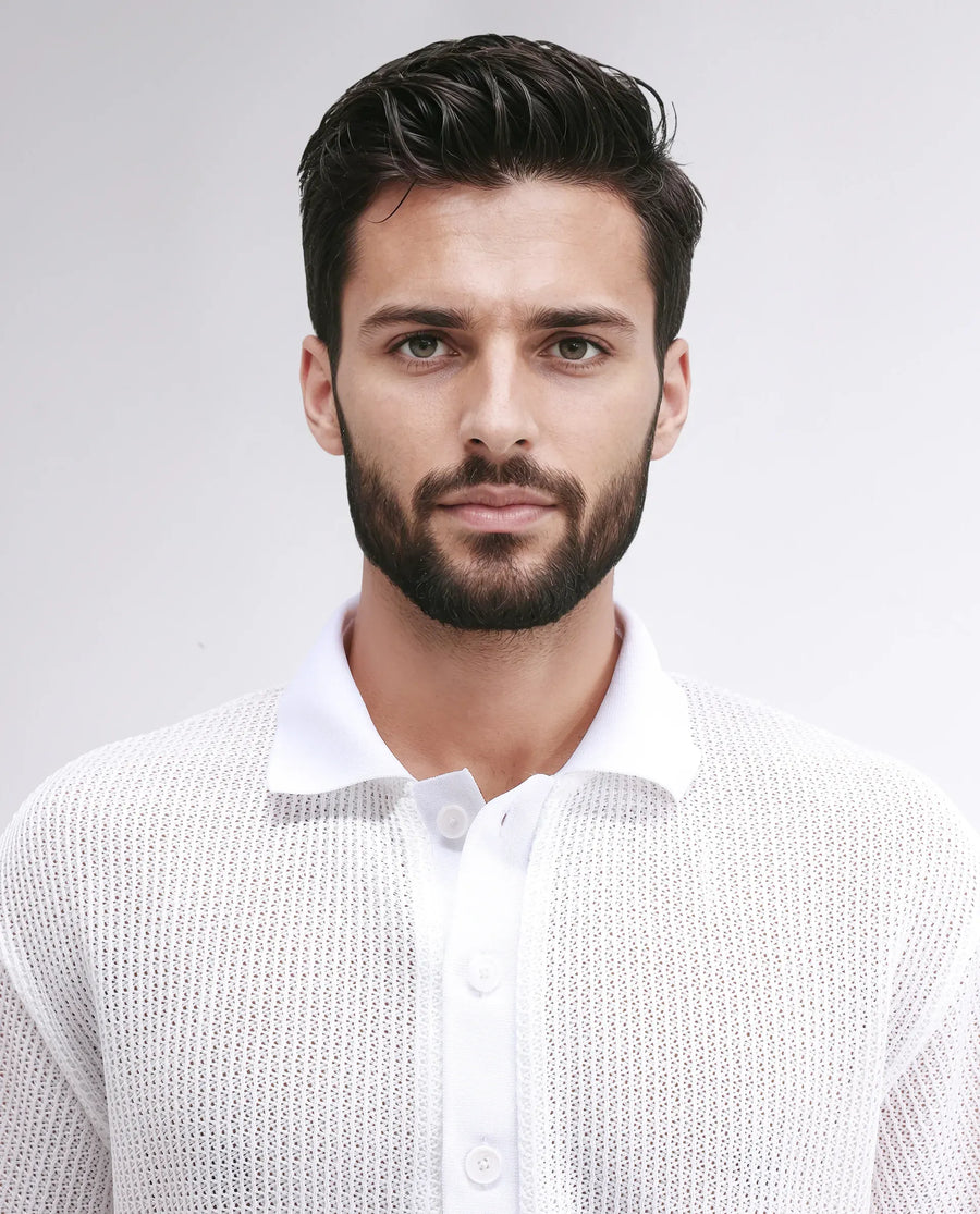Rare Rabbit Men's Lbiza White Cotton Plain Regular Fit Half Sleeve Collared Shirt