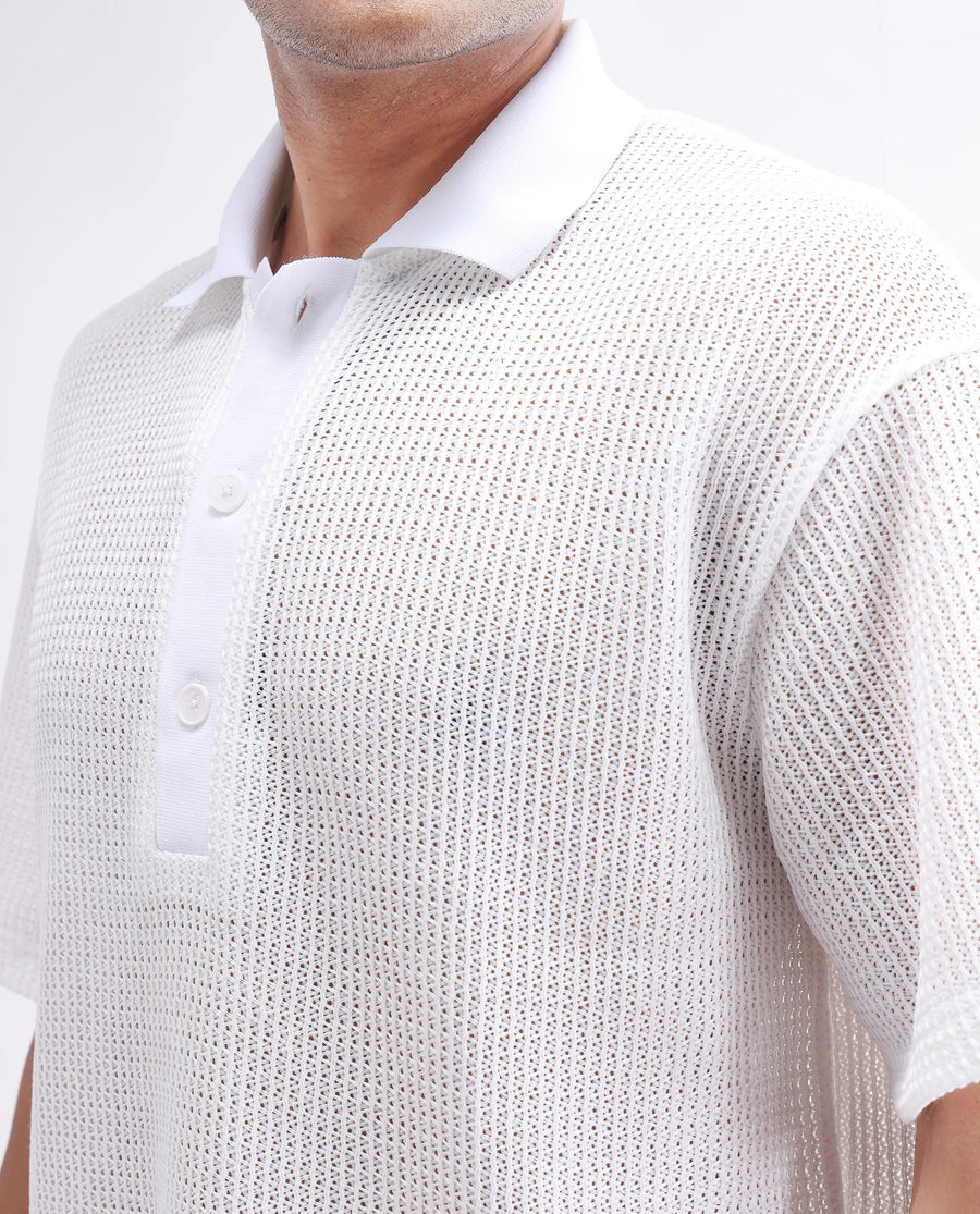 Rare Rabbit Men's Lbiza White Cotton Plain Regular Fit Half Sleeve Collared Shirt