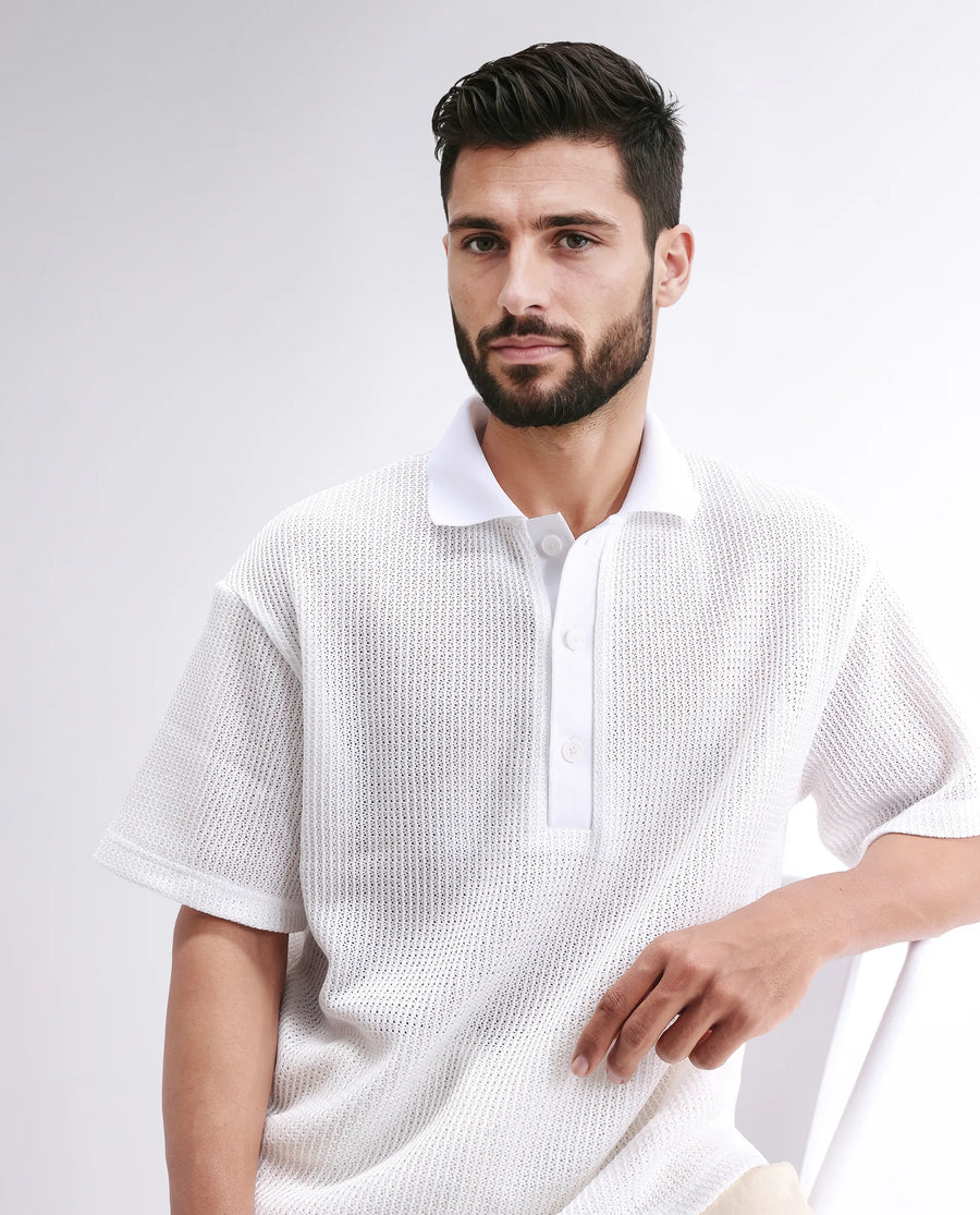 Rare Rabbit Men's Lbiza White Cotton Plain Regular Fit Half Sleeve Collared Shirt