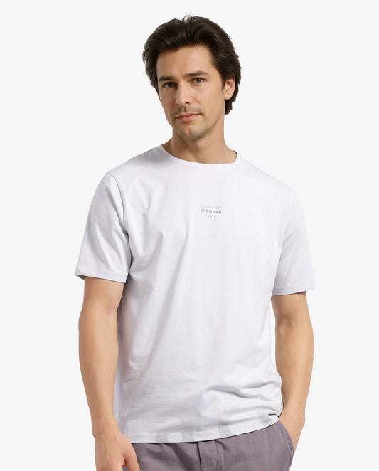 Rare Rabbit Men's Let Dark Grey Cotton Blend Graphic Print Regular Fit Half Sleeve Crew Neck T-Shirt