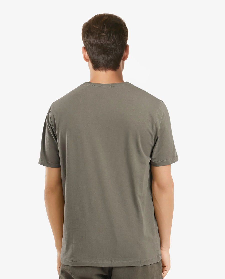 Rare Rabbit Men's Let Dusky Green Cotton Blend Graphic Print Regular Fit Half Sleeve Crew Neck T-Shirt