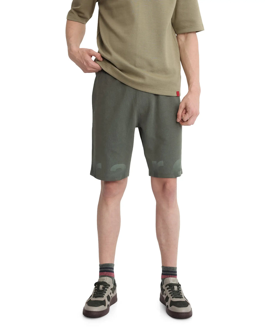 Rare Rabbit Men's Lets Dusky Green Cotton Graphic Print Regular Fit Shorts