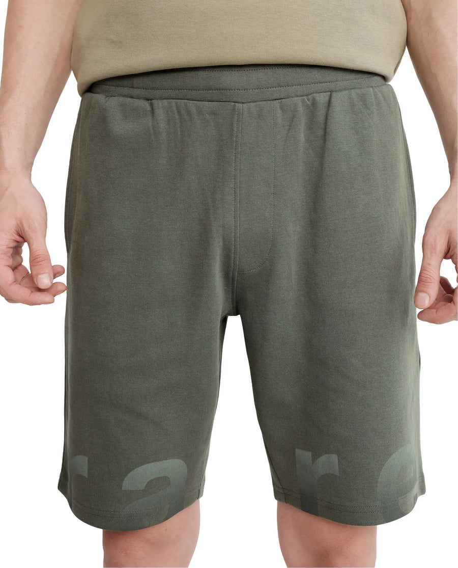 Rare Rabbit Men's Lets Dusky Green Cotton Graphic Print Regular Fit Shorts