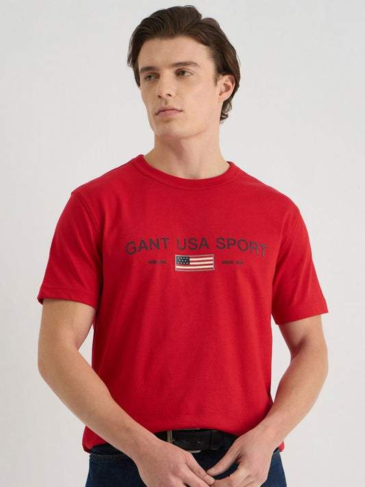 GANT Men Typography Printed Round Neck Cotton T-shirt