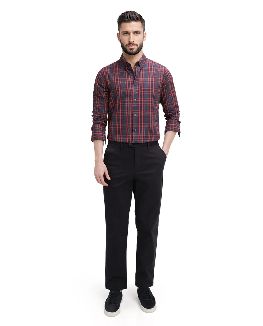 Rare Rabbit Men's Libya Red Cotton Checked Print Regular Fit Full Sleeve Collared Shirt